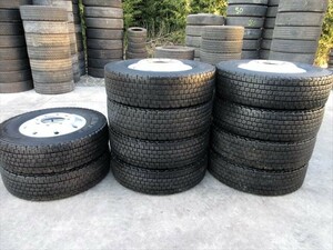 送料無料　スタッドレス　275/80R22.5　DUNLOP　SP081　アルミJIS　22.5×7.50　8穴　現状　10本セット