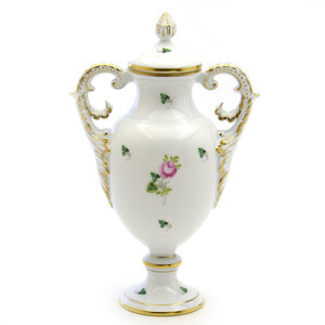 ヘレンド ウィーンの薔薇・シンプル 花瓶(06492) 蓋付き飾り壺 ファンシーベース 手描き 磁器製 花活け 飾り物 ハンガリー製 新品 Herend