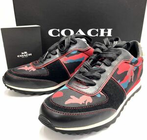 AS0319-J01 ほぼ未使用 COACHコーチ FG1464 スタッズ ローカット スニーカー ブラック黒系 サイズ8B（26㎝程度）同梱不可