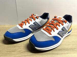 未使用 24.5cm D ニューバランス ゴルフシューズ UGS996BO ブルー/オレンジ new balance