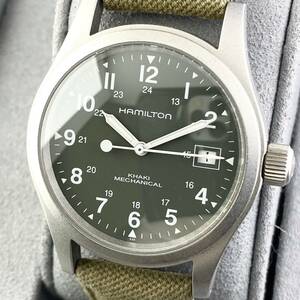 【1円〜】HAMILTON ハミルトン 腕時計 メンズ 手巻き KHAKI カーキ MECHANICAL メカニカル 2804-2 グリーン系文字盤 デイト 可動品