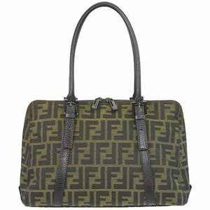 本物 フェンディ FENDI ズッカ ショルダーバッグ ハンドバッグ ナイロン ブラウン 8BR002