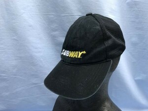 SUBWAY サブウェイ 企業モノ ロゴ刺繍 スナップバック メッシュキャップ 帽子 メンズ コットン100% クリーニング済 L 黒