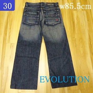 EVOLUTION ジーンズ【W 約８５．５ センチ】濃紺デニムパンツ バギースタイル