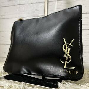 【新品 未使用】1円〜 YVES SAINT LAURENT YSL イヴサンローラン セカンドバッグ クラッチ ロゴ 本革 ゴールド金具 ゴージャス