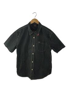 VANSON◆ウォバッシュストライプ/クロスボーン/半袖シャツ/XL/コットン/ネイビー