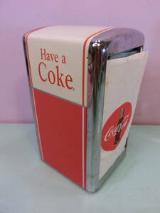 1992年 ビンテージ コカコーラ Coca-Cola 金属製ナプキン ディスペンサー 紙ナプキンホルダー 企業物 USA vintage レストラン雑貨
