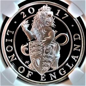 ★ イングランドのライオン ★ 最高鑑定 2017 イギリス クイーンズ・ビースト 銀貨 2ポンド 銀99.9％ NGC PF70 ULTRA CAMEO Early Releases