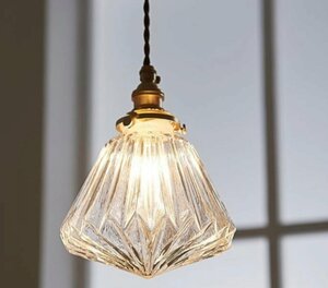 ガラス ペンダントライト 琥珀色 レトロ カフェ アンティーク 北欧 真鍮 ソケット 天井 照明 インダストリアル