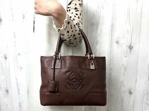 極美品 LOEWE ロエベ アナグラム フスタ ハンドバッグ トートバッグ バッグ レザー 茶 66583