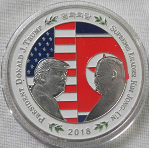 アメリカ トランプ大統領 北朝鮮 金正恩 米朝会談 記念コイン 記念メダル 2018年 シンガポール 純銀Pメダル 銀貨