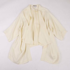 イッセイミヤケISSEY MIYAKE 80s 筆タグ リネンドレープデザインボタンレスジャケット オフ8