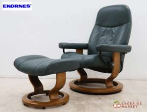 ◆Ekornes◆ エコーネス Stressless ストレスレス Consul コンサル リクライニングチェア/1Pソファ＆オットマン/スツール Sサイズ 革 25万