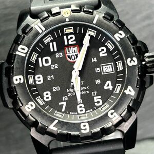 美品 LUMINOX ルミノックス F-117 NIGHTHAWK ナイトホーク 6400-200 腕時計 クオーツ アナログ カレンダー 回転ベゼル メンズ 動作確認済み