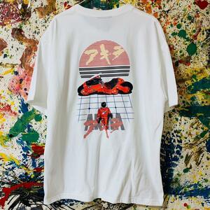 金田 正太郎 AKIRA リプリント Tシャツ 半袖 メンズ 新品 個性的 白 ホワイト ティーシャツ ネオ東京 金田バイク