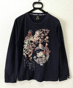 ＊ みやびむすび 雅結 和柄 鳳凰 龍 プリント 長袖 Tシャツ トップス カットソー M 　　　 BJBJ.F