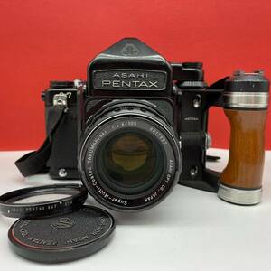 □ PENTAX 6×7 TTLファインダー Super-Multi-Coated TAKUMAR/6×7 F2.4/105 レンズ 中判フィルムカメラ 動作確認済 ペンタックス 