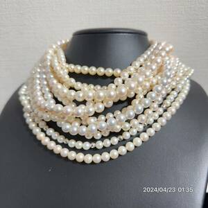 1000円〜　5まとめ　美品　pearl パール　真珠 本真珠 バロック　約9mmサイズあり　ネックレス 12本セット　総重量約398g 送料無料　