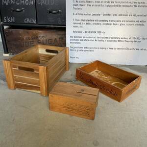 ヴィンテージ 木箱 3点 セット まとめ ウッドボックス レトロ WOOD BOX ビンテージ wooden box 収納 ケース 木製 アンティーク　天然木