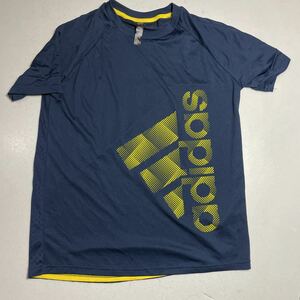 アディダス adidas 紺 ネイビー 黄 イエロー スポーツ トレーニング用 ビッグロゴ プラクティスシャツ 160cm