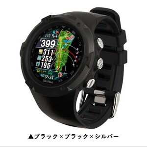 新品★ ブラックxブラック×シルバー ショットナビ ゴルフ W1 エヴォルブ 腕時計型GPSナビ Shot Navi W1 Evolve 19sbn-Z