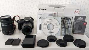 Canon EOS Kiss X7 ダブルズームキット（ブラック） デジタル一眼レフカメラ キャノン【SDカード128G+USB付+バッテリー2個】