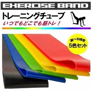 送料無料 ダイエット 5本組 トレーニング チューブ 筋トレ ヨガバンド フィットネス ストレッチ 腹筋 チューブトレーニング Q1