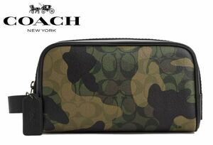 新品 COACH コーチ クラッチバッグ セカンドバッグ ポーチ CM034 スモール トラベル キット シグネチャー 726 カモフラージュ