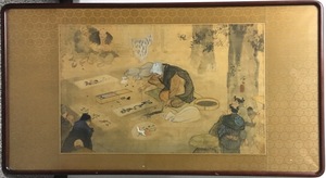 真作保証品『伊藤晴雨 直筆画額』額装 署名・印入