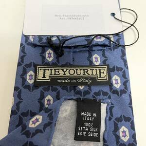 TIE YOUR TIE【タイユアタイ】 ブルーネイビー花柄ドットネクタイ Frank Sfoderato フランクスフォデラート 新品　未使用　タグ付き