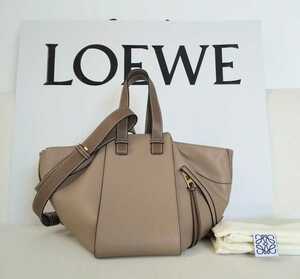 ■美品■ LOEWE ロエベ ハンモックバッグ スモール(ソフトグレインカーフ) サンド♪　グレージュ ハンドバッグ レディース オフィスト