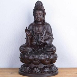 新入荷★仏教美術 精密細工 木彫仏像 木彫り 天然木 置物 浄瓶観音菩薩座像　仏像 高さ20cm