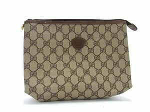 1円 ■美品■ GUCCI グッチ 014 115 6038 4021 インターロッキングG GG柄 PVC×レザー セカンドバッグ クラッチバッグ ブラウン系 FA3747