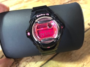 AK638 外観良品 デジタル CASIO カシオ Baby-G 3252 BG-169R Color Display ブラック×ピンク 純正ラバーベルト レディース 腕時計