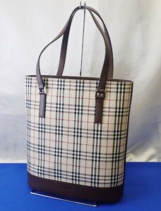 ◎BURBERRY　バーバリー　ノバチェック　トートバッグ　ショルダーバッグ　ベージュ系×ブラウン系