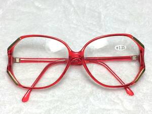 デッドストック セル 老眼鏡 +1.25 バタフライ クリア 赤 バタフライ フレーム ビンテージ 眼鏡 未使用 レッド 昭和 レトロ レディース