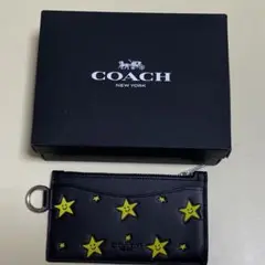 新品未使用コーチCOACHジップカードケース星柄カードホルダー小銭入れミニ財布