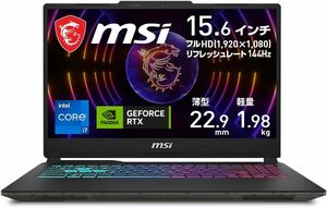 即決■MSI 薄型軽量 ゲーミングノートPC Core i7/RTX4060/16GB/512GB/15.6インチ FHD/144Hz/Windows 11 Cyborg-15-A13VFK-1002JP