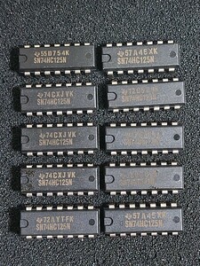 SN74HC125N テキサスインスツルメントＴＩ製（４回路スリーステートバッファ）高速CMOS IC（10個セット）