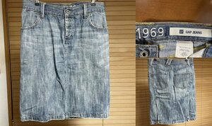 【激安1点のみ 国内正規品】GAP JEANS ギャップ ジーンズ 1969 色落ち加工 インディゴ デニム スカート コットン100％ 2R（Mサイズ程度）