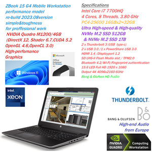 限定1台処分値★即戦力超絶性能Mobile Workstation★Core i7 7700HQ 3.80GHzx8CPU&超高速NVMe SSD 500GB&1TB/DDR4-32GB(即決)/Quadro M1200