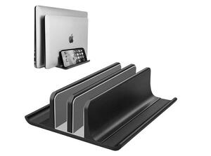 ダブルスロット調整式縦置きノートパソコンスタンド デスクトップ 収納 アルミ MacBook/iPad/laptop/タブレット適用 パソコンホルダー