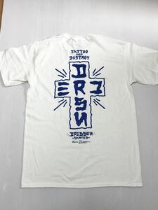 ◎【DRESSEN SKATES】Tシャツ White：Ｌ ツアーステッカー付！エリックドレッセン Tour Tee ロサンゼルス スケボー skater スケート