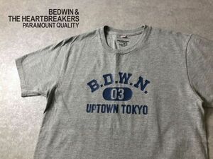 美品●BEDWIN●3段ベタプリ カレッジ Tシャツ●ベドウィン