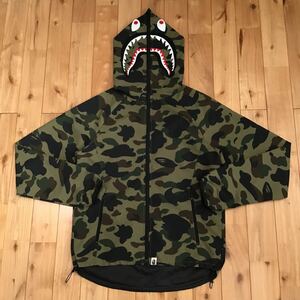 ナイロン シャーク パーカー Mサイズ nylon shark full zip hoodie a bathing ape bape エイプ ベイプ アベイシングエイプ 1st camo green