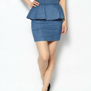 RayBEAMS Denim Peplum taitosuka-to レイビームス ストレッチデニム ペプラム タイトスカート タックインスタイル