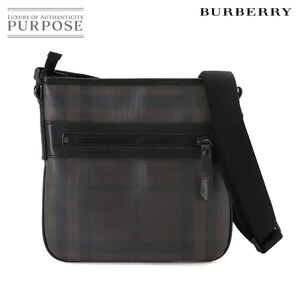 バーバリー BURBERRY ロンドンチェック ショルダー バッグ PVC レザー ブラウン ブラック ブラック 金具 3689639 Shoulder Bag 90225203