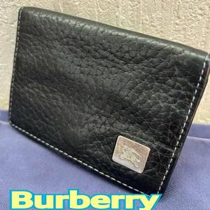 財布 ◆ Burberrry ◆ 小銭入れ コインケース ブラック 内部ノバチェック レザー ◆ バーバリー ◆ メンズ
