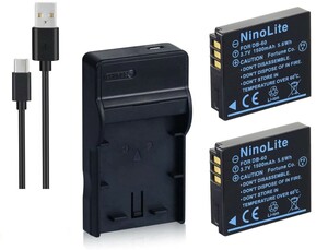 USB充電器 と バッテリー2個セット DC68 と RICOH DB-60 互換