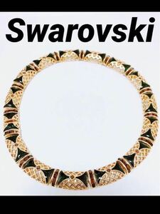 【レア】ヴィンテージ Swarovski スワロフスキー ゴールド ネックレス イエローゴールド グリーン